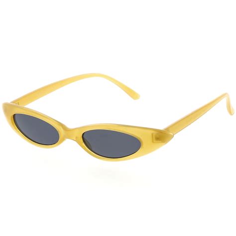 retro 90 s trendy pastel thin oval cat eye sunglasses zerouv