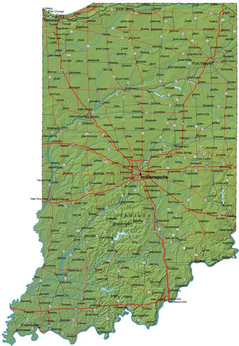 Detailed Indiana Road Map Indiana Mappery