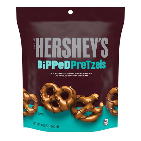 Hersheys Dipped Pretzels Milk And Dark Chocolate Covered Pretzel Candy 85 Oz Bag Walmart