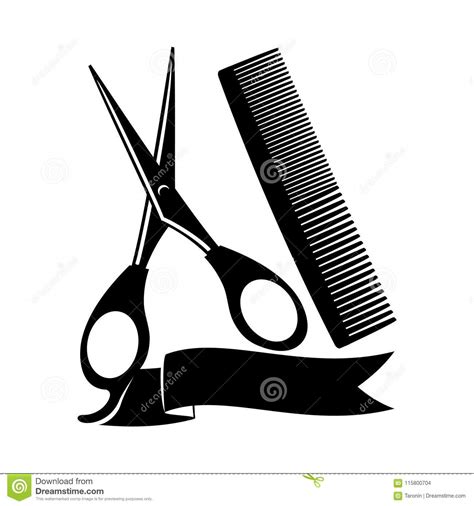 Barber Sign With Scissors And Comb Stock Vector Illustration Of