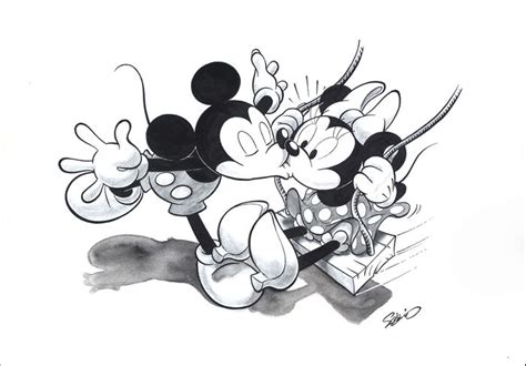 Mickey Mouse And Minnie Mouse Kissing Drawing Picture Drawing Skill