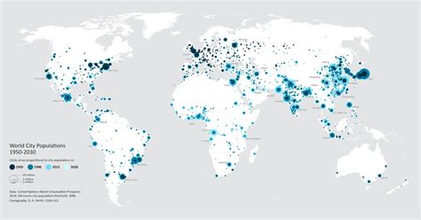 World City Populations 1950 2030 World Map