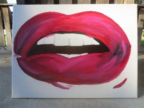 Lips Painting Acrylic Canvas By Peoniesandpolish On Etsy Lips