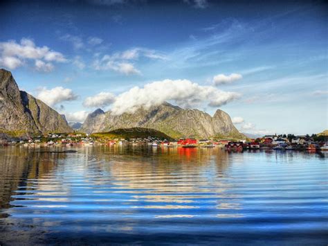 Scandinavia Scenic Nordic Landscape Mountains Lofoten Stock Photo