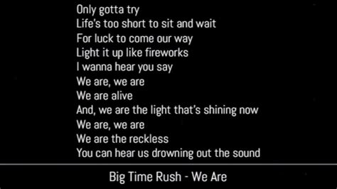 Big Time Rush We Are Lyrics Youtube