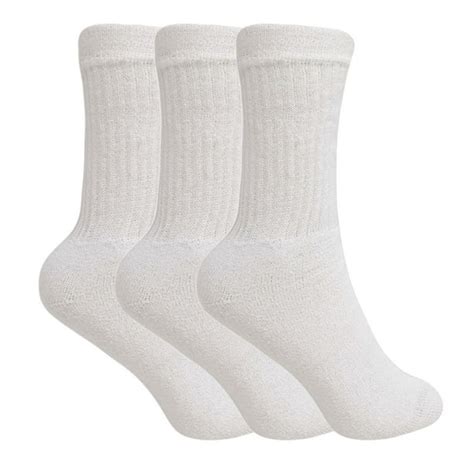 Awsamerican Made White Cotton Crew Socks For Women 3 Pairs Size 10