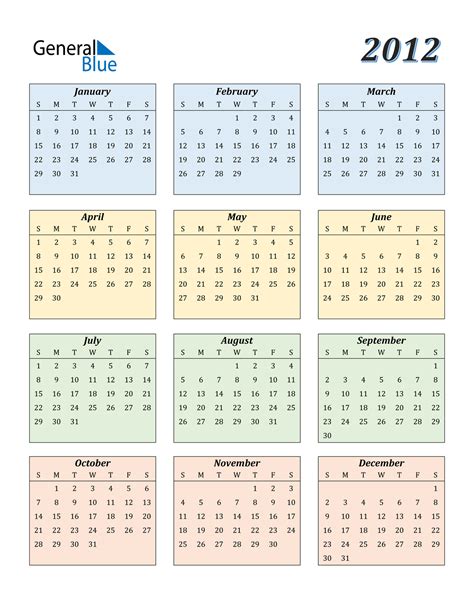 Excel Jahreskalender 2012