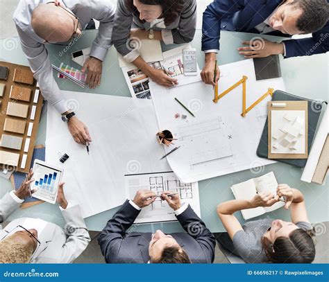 Business People Planning Blueprint Architecture Concept Stock Photo