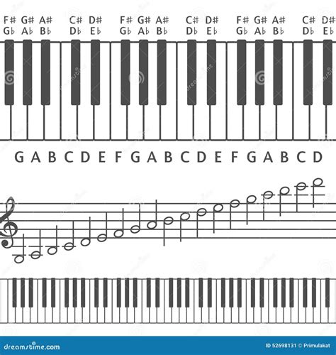 Piano Keys And Notes Vector Illustration Stock Vector Image 52698131