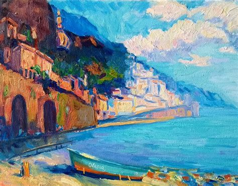 On The Riviera Positano Amalfi Coast Italy Painting Etsy
