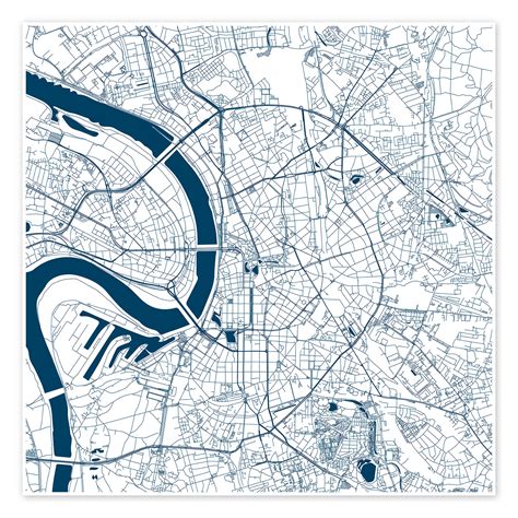 City Map Of Dusseldorf I Print By 44spaces Posterlounge