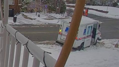 Usps Truck Stuck In Snow Youtube