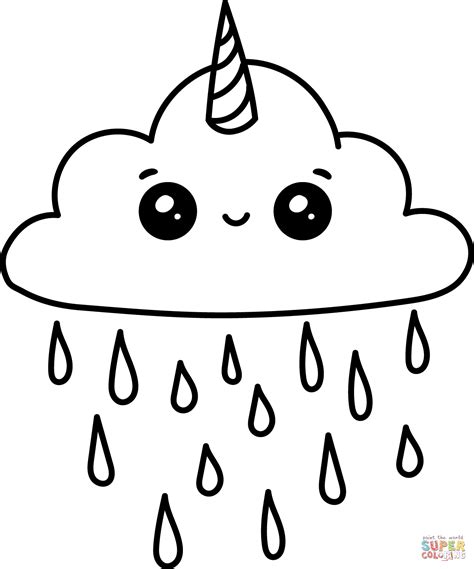 Kawaii Unicorn Cloud Coloring Page Free Printable Coloring Pages