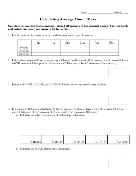 Learn vocabulary, terms and more with flashcards, games and other study tools. Average Atomic Mass Worksheet Show All Work Answer Key ...