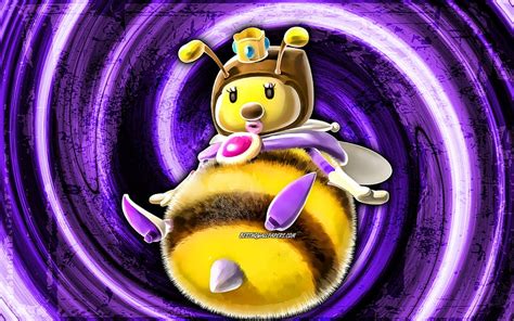 Honey Queen Violet Grunge Background Vortex Super Mario Cartoon Bee