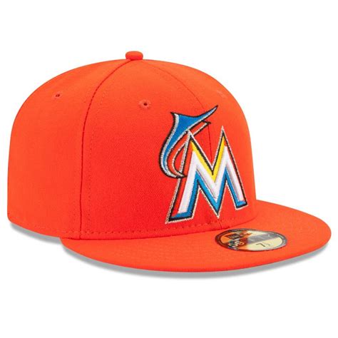 Miami Marlins New Era 5950 Fitted Hat Road Orange