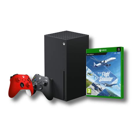 חבילה משתלמת הכוללת קונסולת Microsoft Xbox Series X בקר אדום וסימולטור