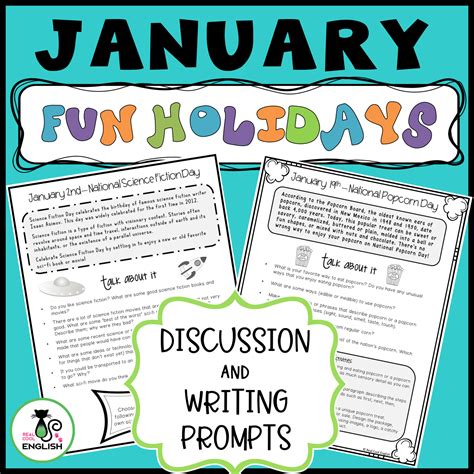 January Fun Holidays Discussion And Writing Prompts Real Cool English