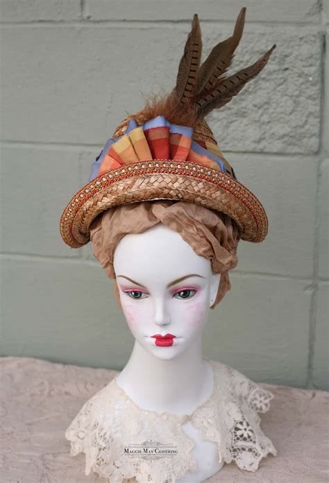 1880s Era Straw Flower Pot Hat Maggie May Clothing Fine Historical