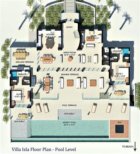 Pool Level Floor Plan Luxury Villa Isla Providenciales Turks And