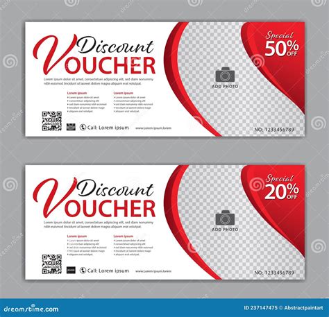 Discount Voucher Template On Red Background Discount Card T