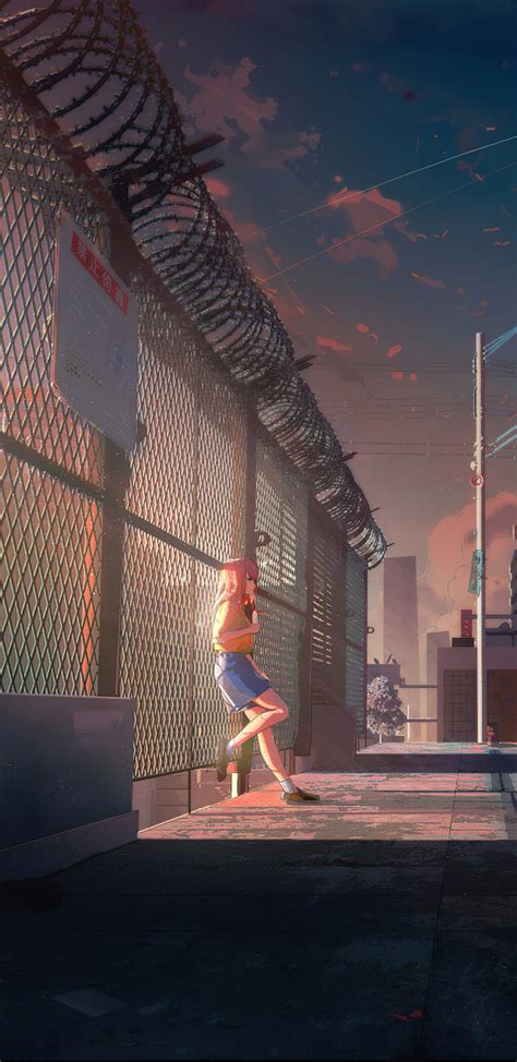 1440x2960 Anime Girl Standing Beside Fence 4k Samsung Galaxy Note 98