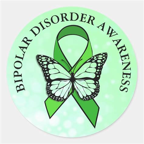 Bipolar Disorder Awareness Butterfly Ribbon Classic Round Sticker