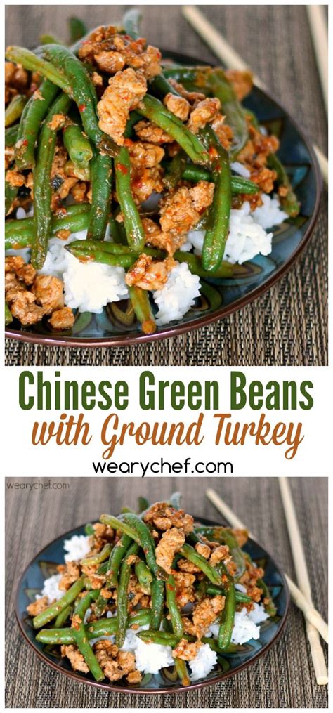 Grab some garlic and green beans and meet me in the kitchen for this fiery and delicious the result? Chinese Green Beans with Ground Turkey over Rice | Ground ...