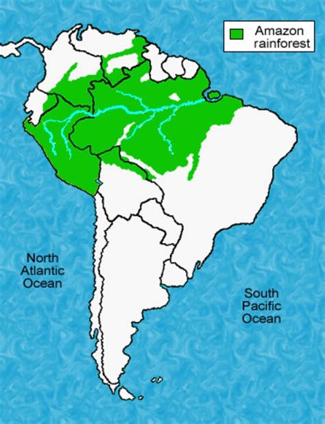Amazon Rainforest Map South Pacific Pacific Ocean Amazon River