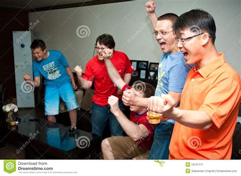 Men watching sport on TV stock image. Image of success - 15131111