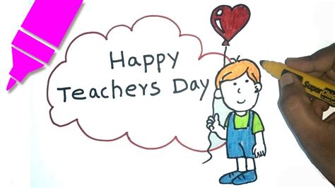 Teachers Day Drawing For Kids Step By Step Happy Teachers Day Youtube