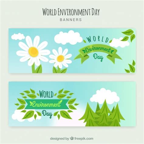 Free Vector World Environment Day Banner With Daisies