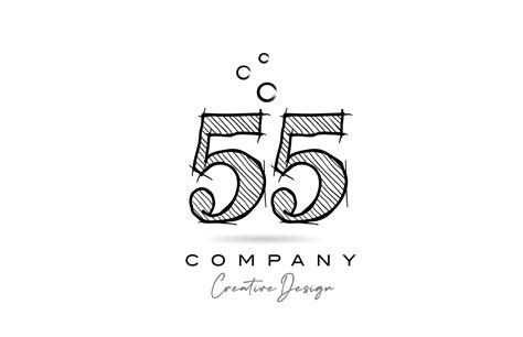 Hand Drawing Number 55 Logo Icon Design For Company Template Creative