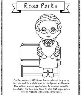 This life of rosa parks coloring page includes the dates of rosa parks' life! Rosa Parks Coloring Page Craft or Poster with Mini ...
