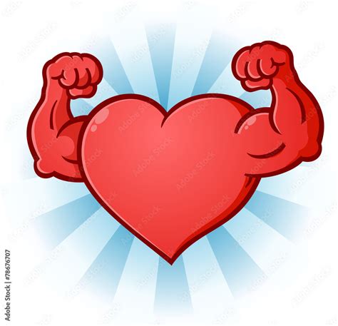 Heart Flexing Muscles Cartoon Character Stock Vector Adobe Stock