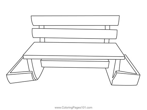 Wooden Bench On Path Coloring Page For Kids Free Furnitures Printable