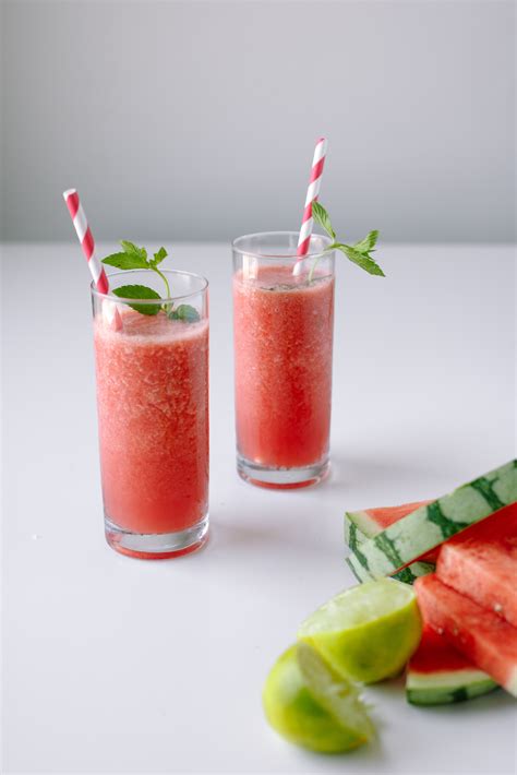 Watermelon Strawberry Cooler With Coconut Water And Lime Warm And Rosy
