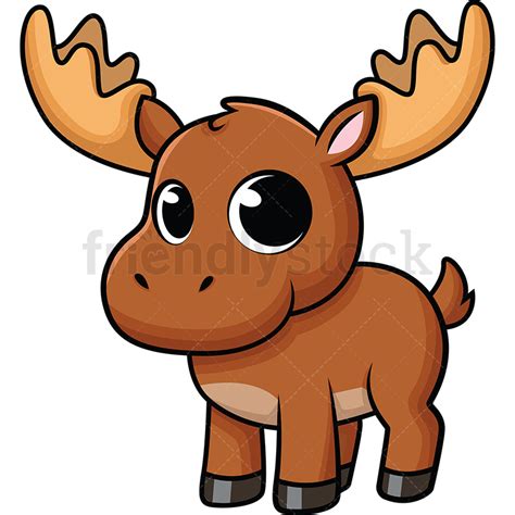Cute Baby Moose Cartoon Vector Clipart Friendlystock
