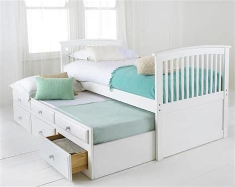 Sofa/bunk bed has a combined ladder and safety barrier system integrated in the structure; Bunk Bed Frame with Pull Out Guest Bed - Capitano White ...
