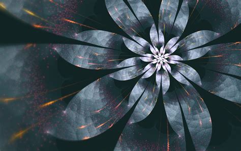 Download Gray Fractal Artistic Flower Hd Wallpaper