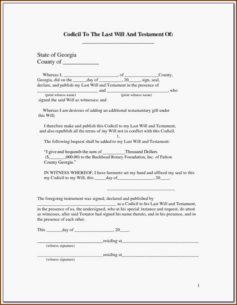 Printable Codicil Form Uk Printable Forms Free Online