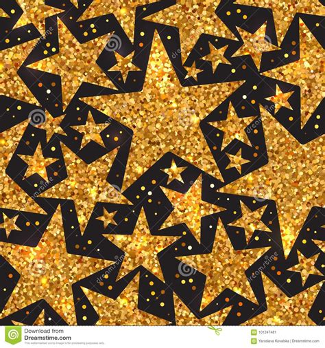 Holiday Bright Seamless Pattern Of Gold Shiny Stars Stock Illustration
