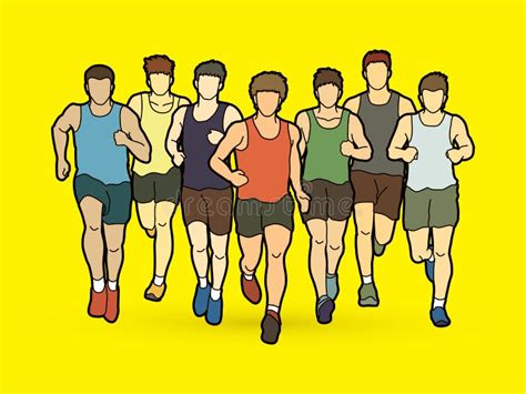 marathon runners group of people running men running stock vector illustration of athlete