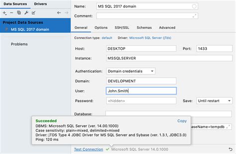 Connect To MS SQL Server DataGrip Documentation