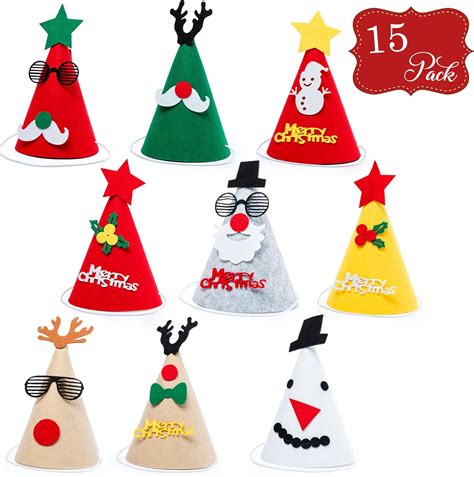 The Twiddlers 15pcs Felt Christmas Party Hats Assorted Diy Craft Xmas