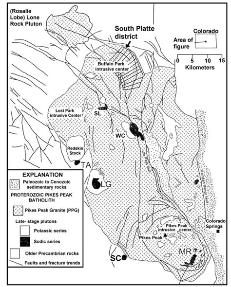 Geologic Map Of The Pikes Peak Batholith Showing The Buffalo Park
