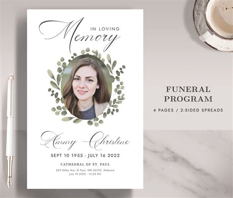 Funeral Memorial Program Card Fp007 Photoshop Templates Creative