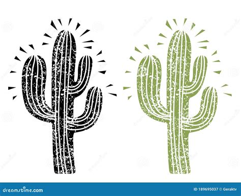 Cactus Silhouette Grunge Cactus Stock Vector Illustration Of