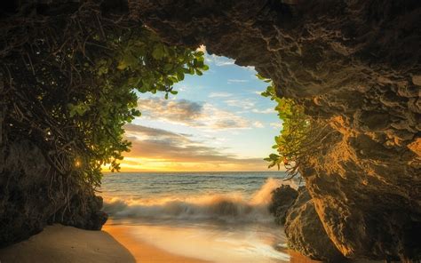 nature, Landscape, Beach, Cave, Sea, Sunset, Sand, Clouds, Maui, Island, Shrubs Wallpapers HD ...