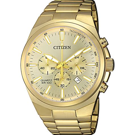 Citizen Quartz Mens Gold Tone Stainless Steel Bracelet Watch An8172